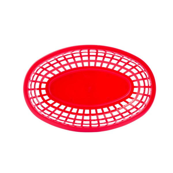 Red plastic serving basket