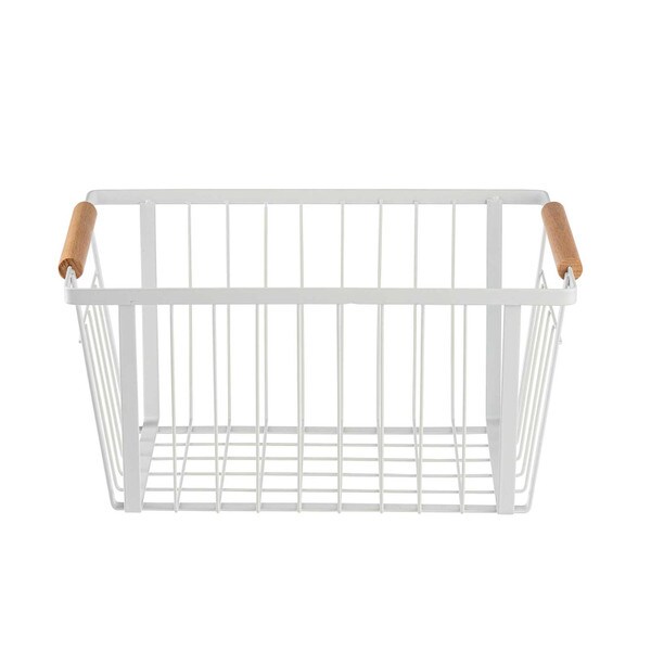 white storage basket with handles