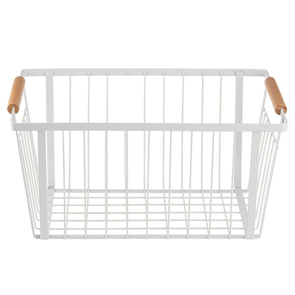 White storage basket with handles